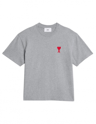 Tee-shirt gris AMI PARIS à logo "Ami de coeur" brodé - Printemps/ Eté 2023