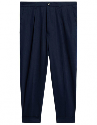 Large carrot pants in blue cotton - Spring/ Summer 2023