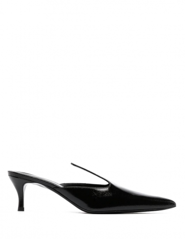 Mules TOTEME à talon et bout pointu en cuir noir - Printemps/ Eté 2023