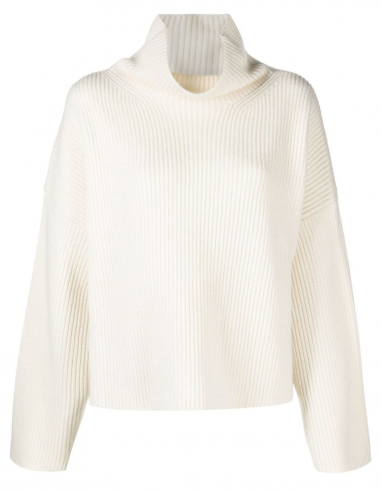TOTEME chimney neck jumper with batwing sleeves in off-white - Spring/ Summer 2023