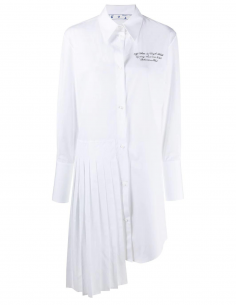 Robe-chemise asymétrique OFF WHITE blanche en coton