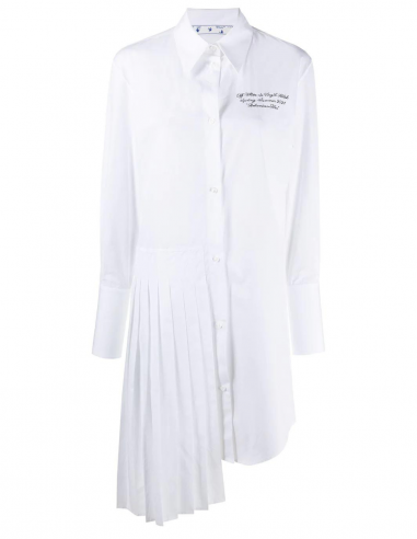 Robe-chemise asymétrique OFF WHITE blanche en coton