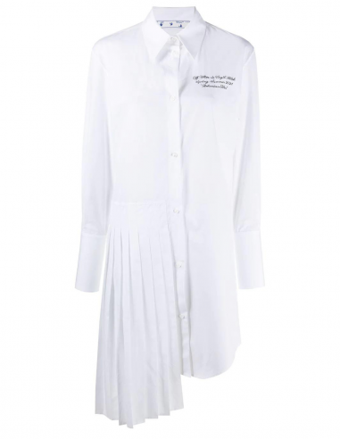 Asymmetrical OFF WHITE cotton shirt-dress