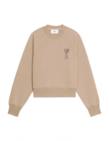 Sweat AMI PARIS oversize taupe à logo ton sur ton - mixte