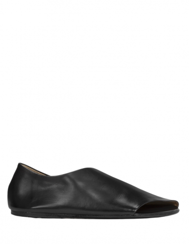 MARSELL asymmetric toe flat sandals in black leather