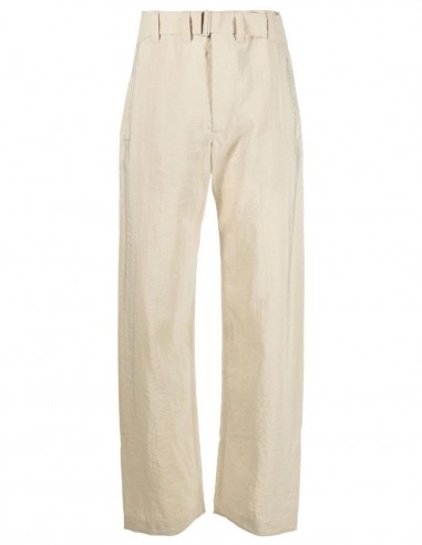 LEMAIRE Silk pants with belt in beige