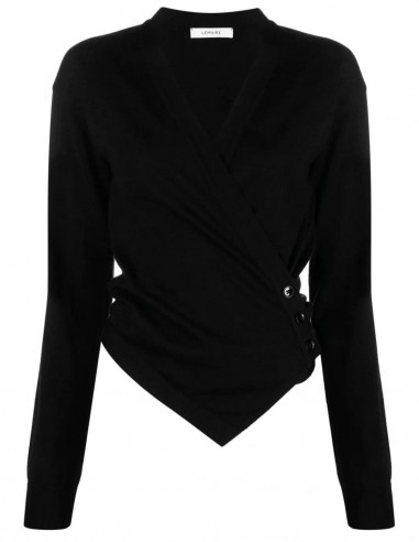 LEMAIRE Wrapped cardigan in black wool