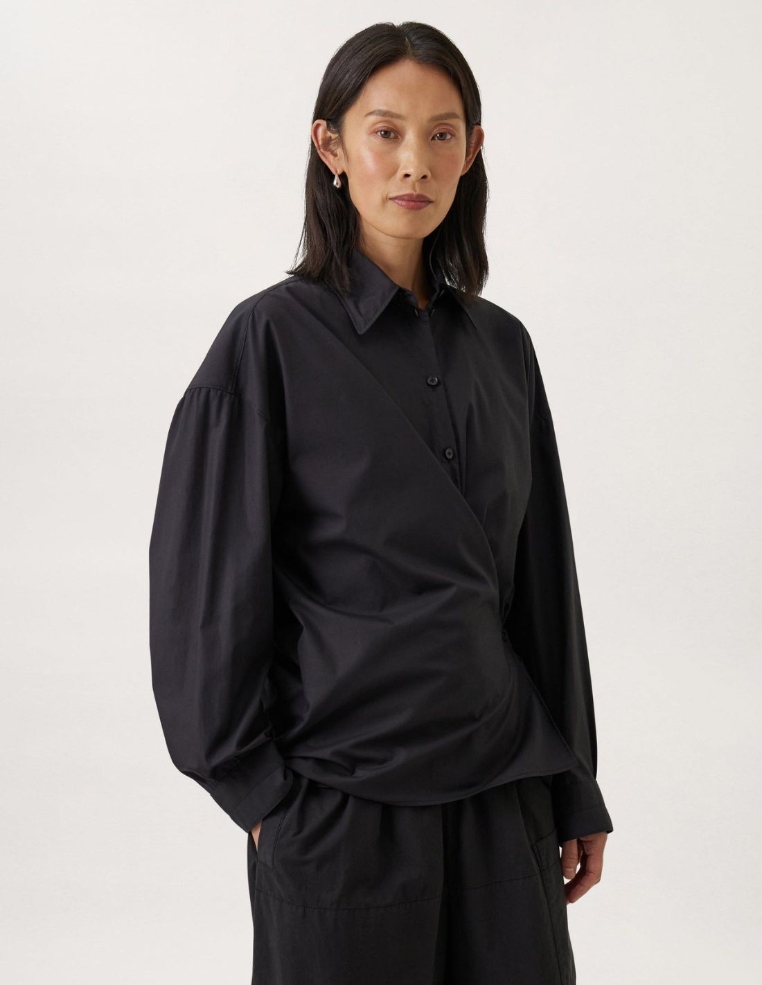 Lemaire twisted shirt in black cotton for women from ss23