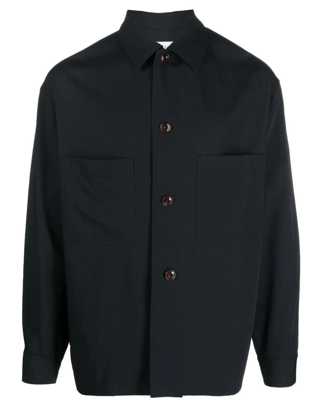 Lemaire straight-cut shirt with pyjamas-collar in black