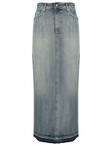 ganni Straight-skirt in washed denim with back opening