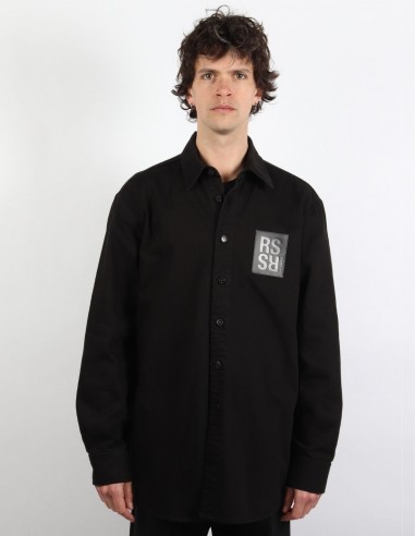 raf simons Overshirt in black denim with logo
