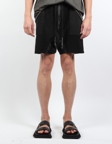 ISAAC SELLAM black sponge shorts with tone-on-tone stripes - Spring/Summer 2023