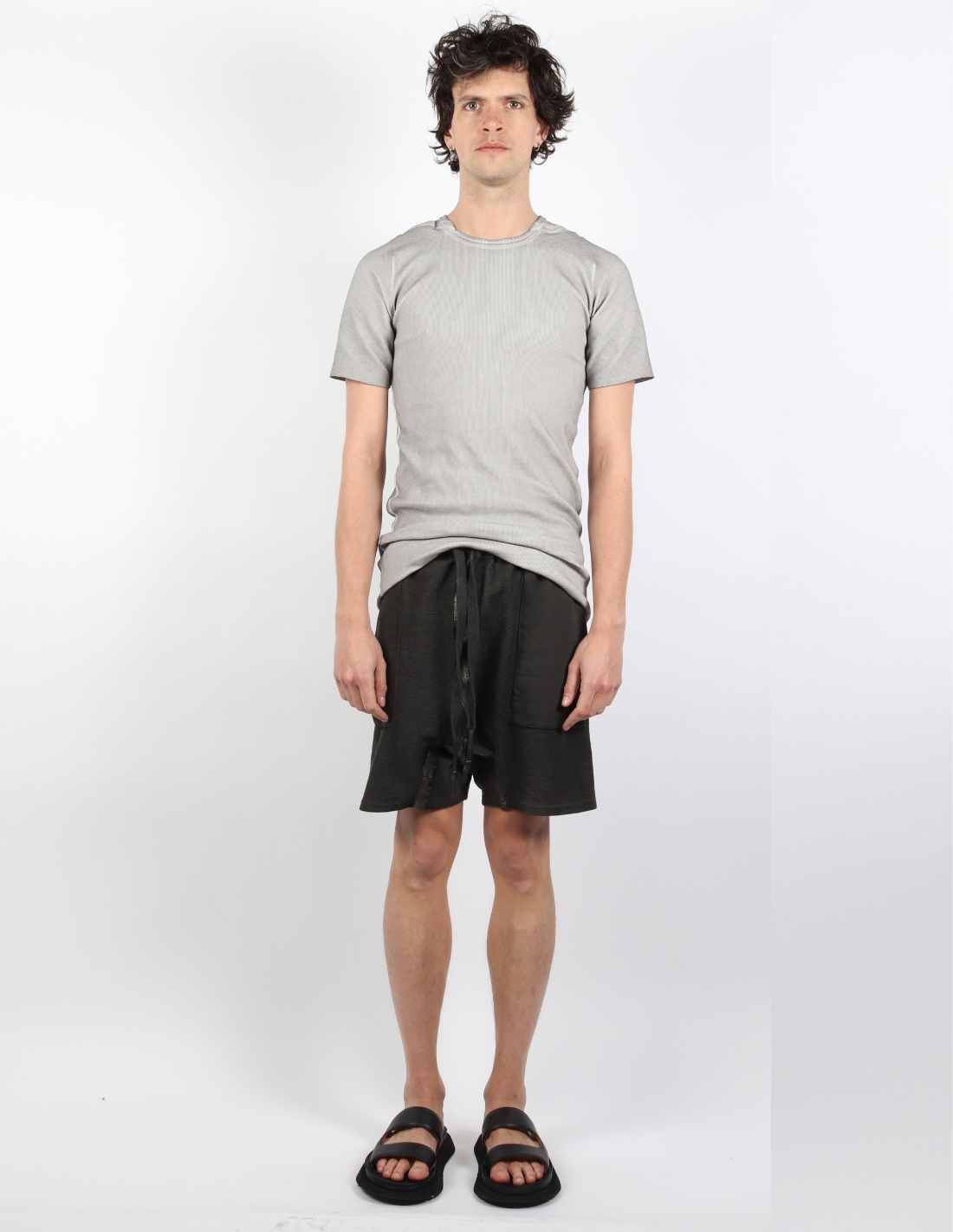 Isaac Sellam sponge shorts with tone-on-tone stripes - anthracite