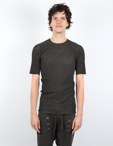 Tee-shirt ISAAC SELLAM côtelé en coton anthracite - Printemps/Eté 2023