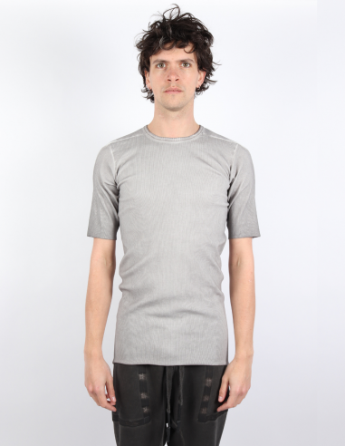 Tee-shirt ISAAC SELLAM côtelé en coton gris - Printemps/Eté 2023