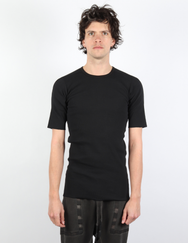 Tee-shirt ISAAC SELLAM côtelé en coton noir - Printemps/Eté 2023