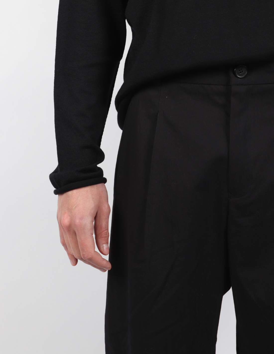 Pantalon a Pinces Taille Haute Homme Noir - Restauration et
