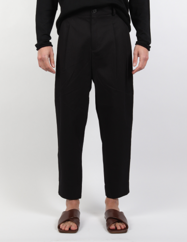 Pantalon noir ISABEL BENENATO taille haute à pinces - Printemps/ Eté 2023
