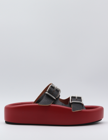 Sandales en cuir noir MM6 à plateformes - Printemps/ Eté 2023