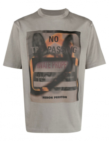HERON PRESTON "Private Property" printed tee-shirt in grey - Spring/ Summer 2023