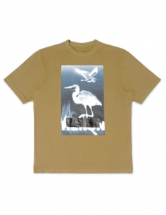 HERON PRESTON "Censored Heron" printed tee-shirt in khaki - Spring/ Summer 2023