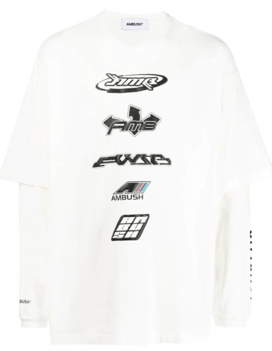AMBUSH long sleeves oversized logo tee-shirt in white - Spring/ Summer 2023