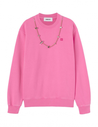 AMBUSH necklace detail sweatshirt with round collar in pink - Spring/ Summer 2023
