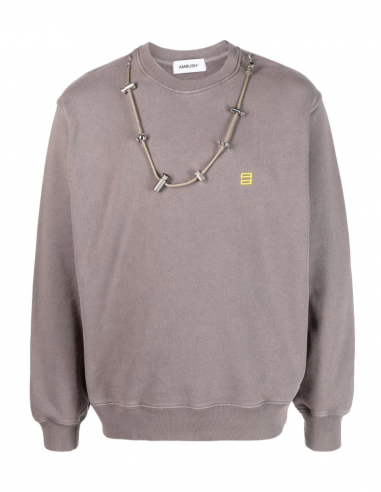 Sweatshirt à col rond AMBUSH gris à empiècement bijoux - Printemps/ Eté 2023