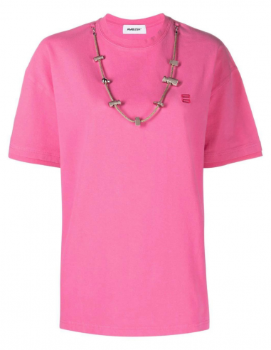 Tee-shirt rose AMBUSH à empiècement bijoux - Printemps/ Eté 2023