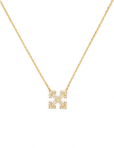 Collier OFF-WHITE à pendentif "Arrow" doré à brillants - Printemps/ Eté 2023