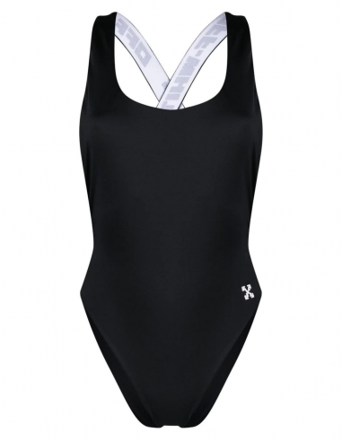 OFF-WHITE one-piece swimsuit in black with logo straps - Spring/ Summer 2023