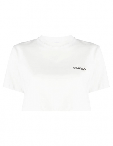 OFF-WHITE cropped top in white with logo embroidered at the chest - Spring/ Summer 2023