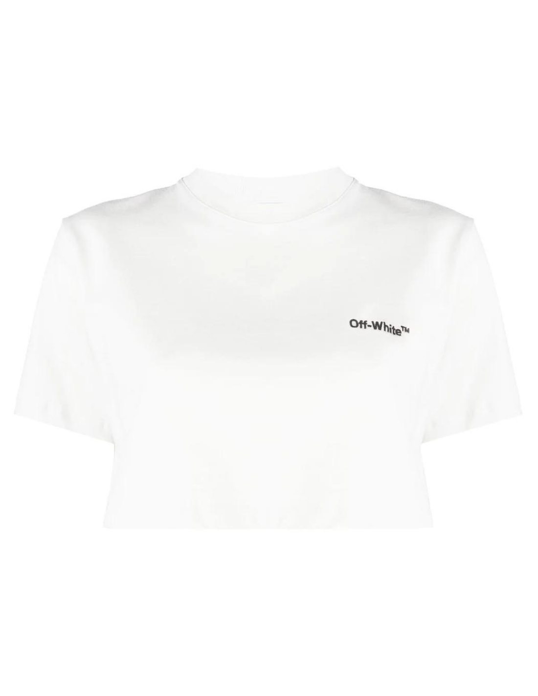 Off- White cropped top with logo embroidered at the chest - white