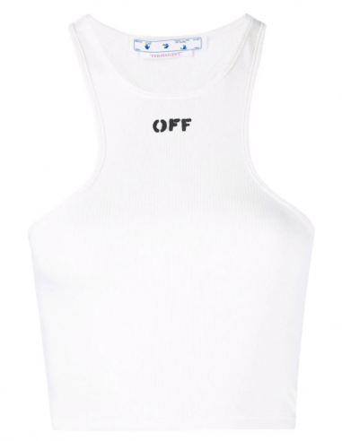 OFF-WHITE ribbed cropped tank top in white - Spring/ Summer 2023
