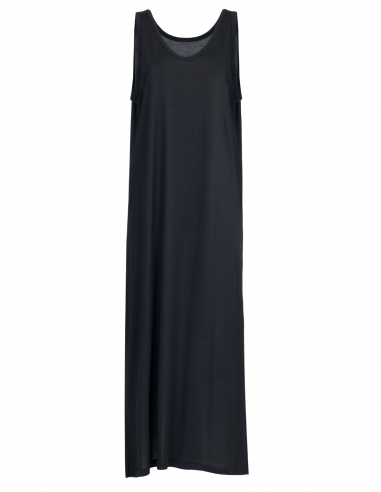 ISABEL BENENATO black modal long tank dress with a back low-cut - Spring/ Summer 2023