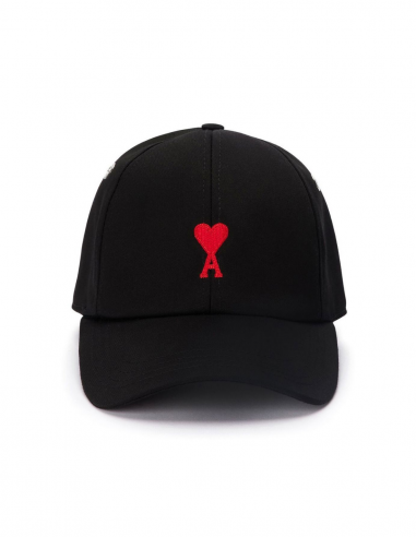 Casquette AMI PARIS noir à petit logo "Ami de coeur" brodé en rouge - Printemps/ Eté 2023