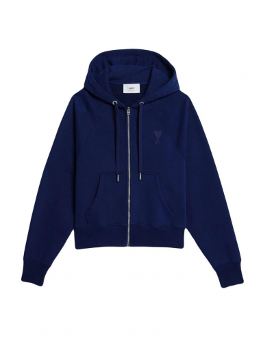 AMI PARIS zipped hoodie with logo embroidered in blue - Spring/ Summer 2023