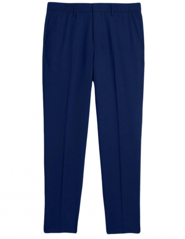 Pantalon droit AMI PARIS à plis marqué en laine bleue - Printemps/ Eté 2023