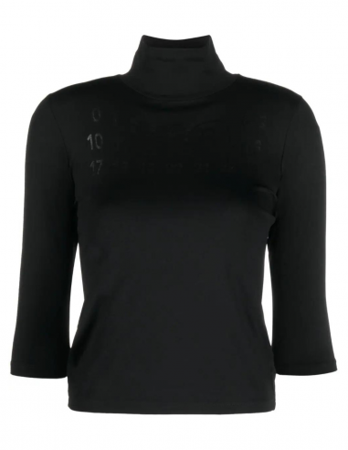 MM6 high collar black top in technical fabric - Spring/ Summer 2023