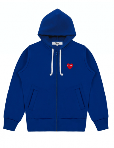 Comme des garcons play blue zipped hoodie with red heart patch