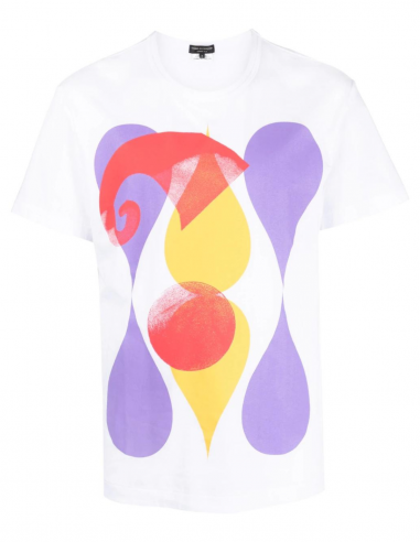 T-shirt COMME DES GARÇONS HOMME PLUS blanc à imprimé graphique multicolore - Printemps/ Eté 2023