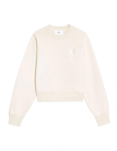 AMI PARIS tone-on-tone "Ami de coeur" oversized off-white sweatshirt - unisex