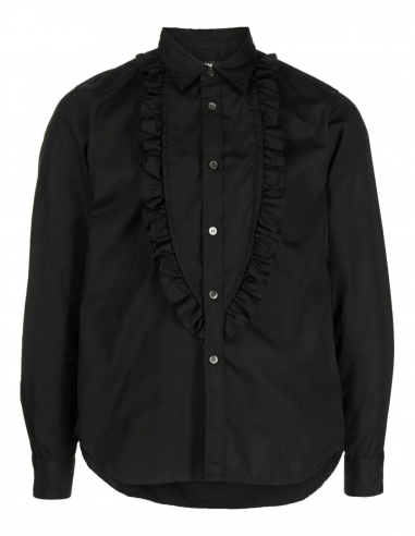 COMME DES GARCONS BLACK Jabot shirt in black cotton - Spring/ Summer 2023