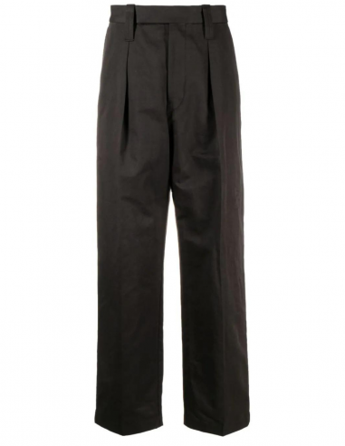 LEMAIRE pleated pants with adjustable waist tab in anthracite - Spring/ Summer 2023