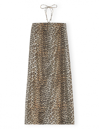 GANNI long leopard  printed sleeveless dress - Fall/ Winter 2023