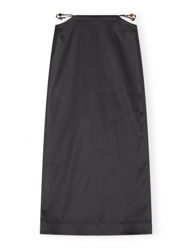 GANNI long skirt in thick silk in black - Fall/ Winter 2023