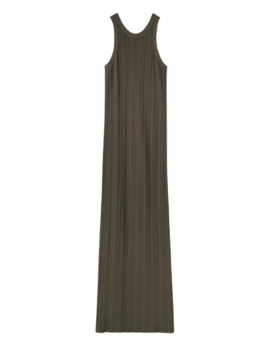 TOTEME tank top long ribbed dress in khaki - Fall/ Winter 2023