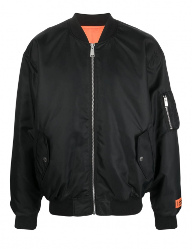 Blouson bomber en nylon HERON PRESTON noir à patchs brodés - Printemps/ Eté 2023