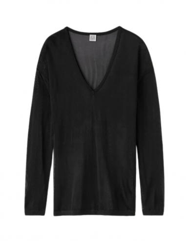 TOTEME V neck transparent jumper in black - Fall/ Winter 2023