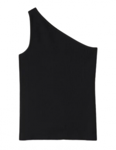 TOTEME one shoulder ribbed black top - Fall/ Winter 2023
